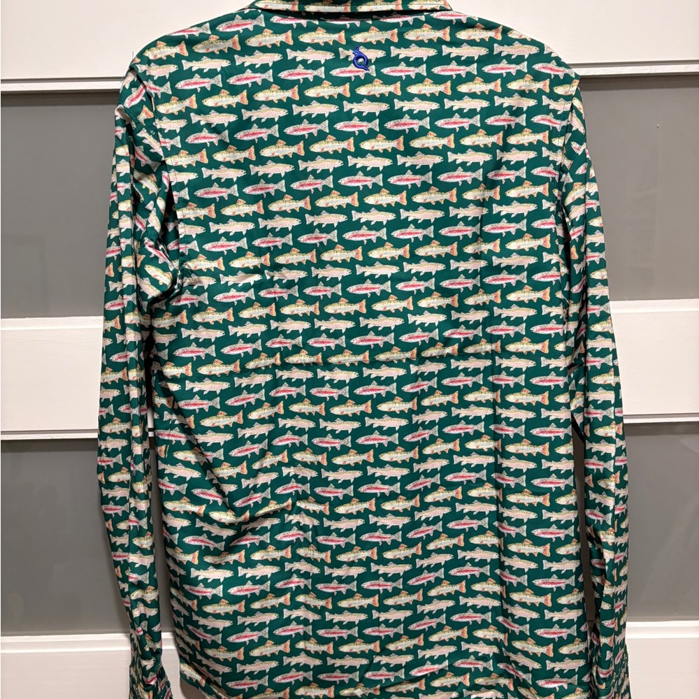 Men's Blue Quail Trout Print Fishing Shirt NWT - Picture 3 of 3